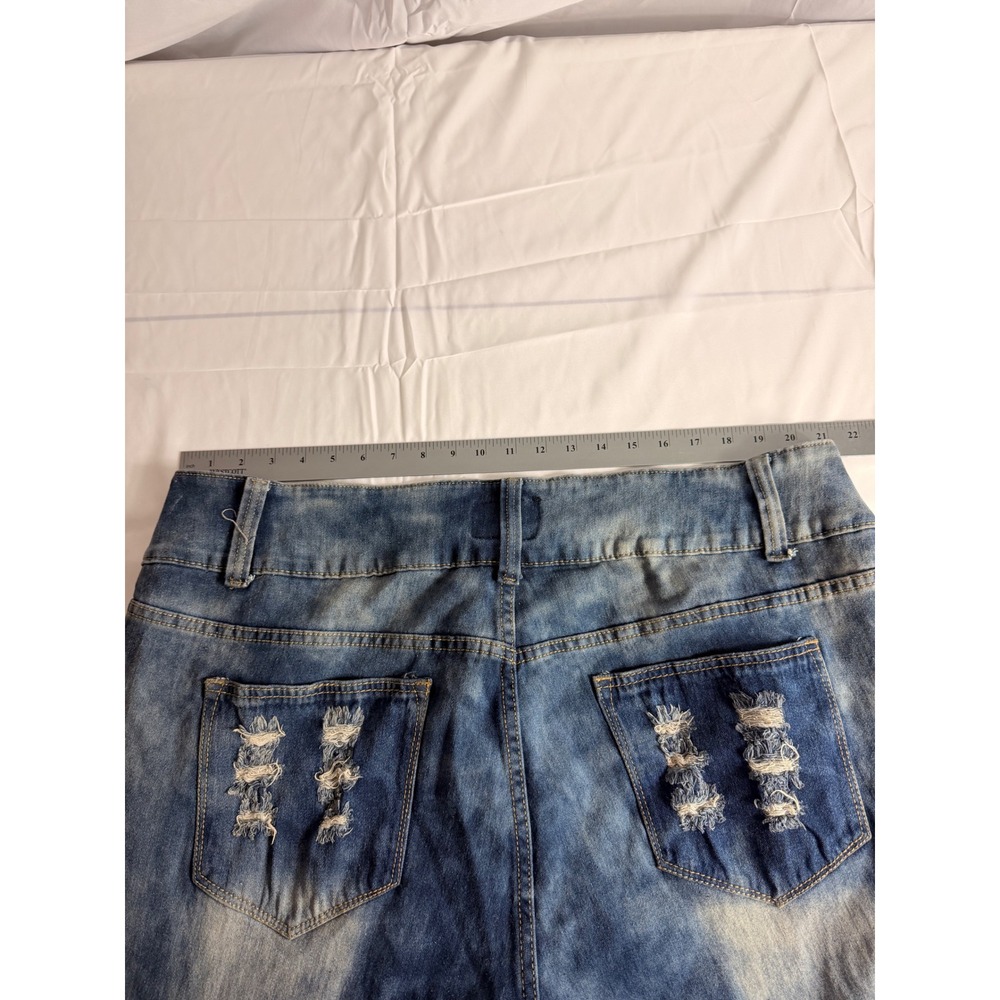 DAZL Distressed Skinny Jeans 24 Blue Medium Acid Wash Shredded High Rise Plus - Picture 3 of 7